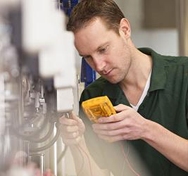 An electrical engineering accelerated student testing wires